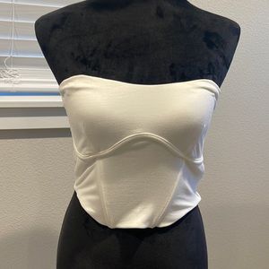 White Strapless Crop Top